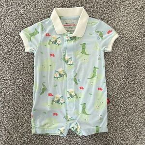 Magnetic Me modal golf polo romper “a putt above”, size 3-6, EUC